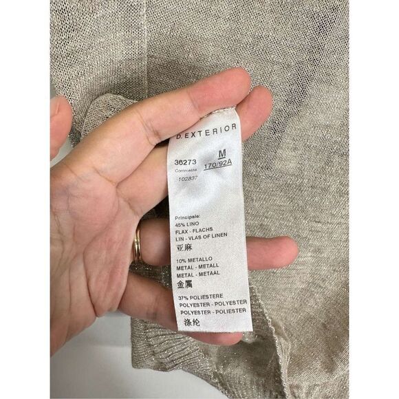 D. Exterior Made in Italy Sparkly Sleeveless Blouse‎ in Color Tan Size Medium - Picture 6 of 6